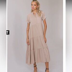 Bohme AMANDA TIERED DRESS IN TAN